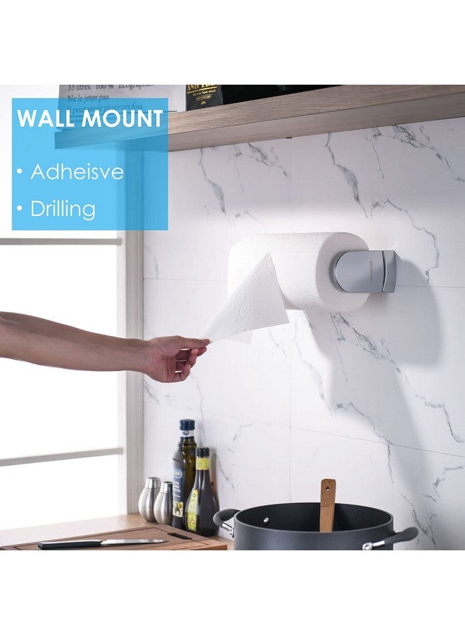 simpletome ONE HAND TEAR Paper Towel Holder Under Cabinet Adhesive or Drilling Installation Aluminum Alloy + ABS (Pearl Chrome Silver) - Image 2