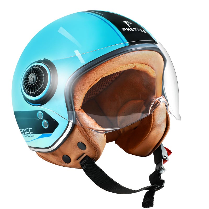 Open Face Motorcycle Helmet with Visor Adults Retro Moped Helmets for Men Women Vintage Half Face Motorcycle Helmet for Scooter Chopper Cruiser DOT Approved