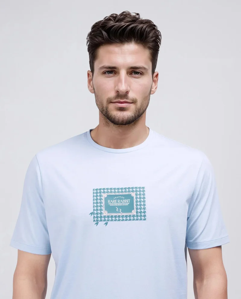 Rare Rabbit Men's Houndstooth Regular Fit Graphic T-Shirt