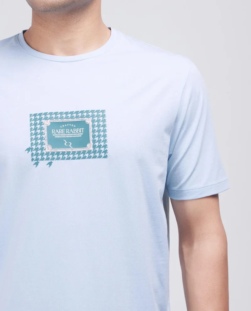 Rare Rabbit Men's Houndstooth Regular Fit Graphic T-Shirt