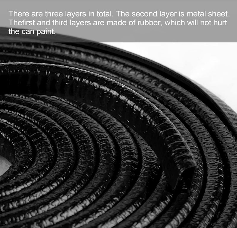 JVCV® U Shape Edge Trim Rubber Strip Seal Protector Anti-Scratch Anti-Collision Heavy Duty Door Edge Guard Protector for Cars Door Guards for Most Cars - 5 Mtrs (Black) - Image 4