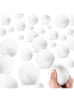 Civaner 30 Pieces Mini Volleyball Stress Balls 2.36 Inch Foam Sports Balls Tiny Volleyball Toys For Children For Stress Relief, Party Favor Toys, Ball Games (White)  - Image 1