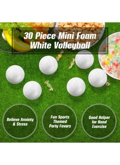 Civaner 30 Pieces Mini Volleyball Stress Balls 2.36 Inch Foam Sports Balls Tiny Volleyball Toys For Children For Stress Relief, Party Favor Toys, Ball Games (White)  - Image 2