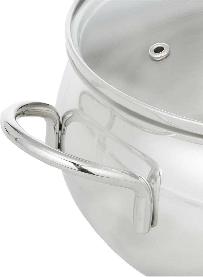 HausRoland Stainless steel pot set consisting of 3 pots with glass lid and two handles - Image 3