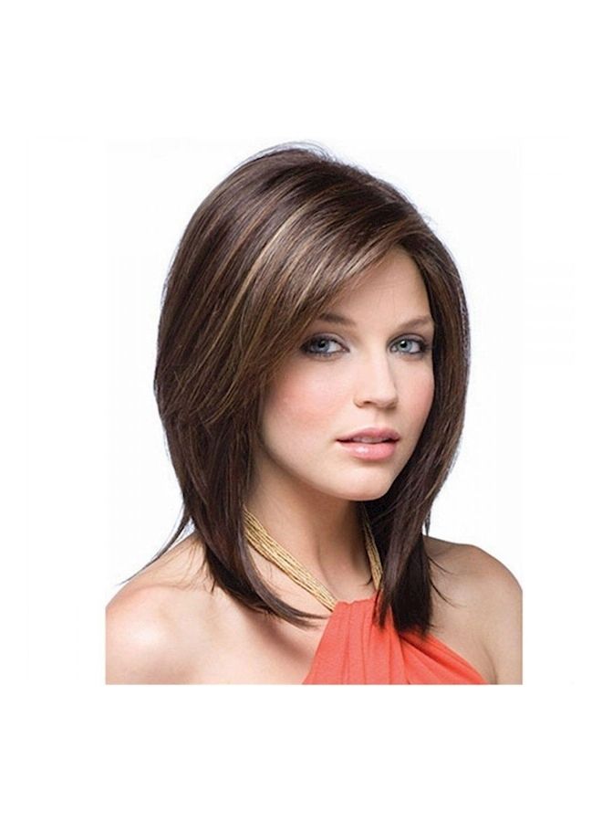 NIBEMINENT Short Straight Hair Wig Brown