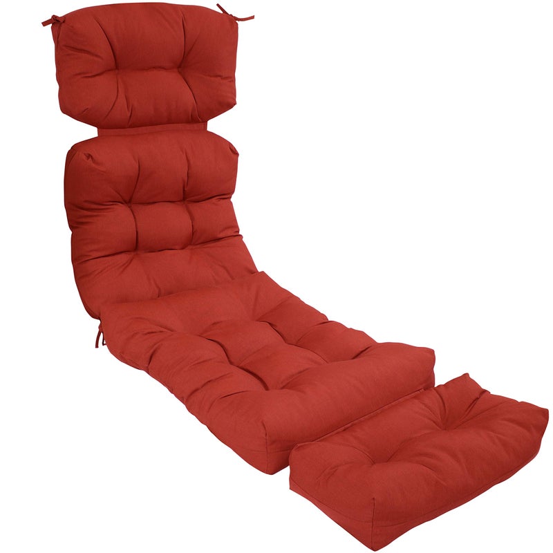 Sunnydaze Sunnydaze Olefin Tufted Outdoor Chaise Lounge Chair Cushion  23 Inches Wide x 75 Inches Long  300 D Olefin Fabric with Polyester Fill  Red 