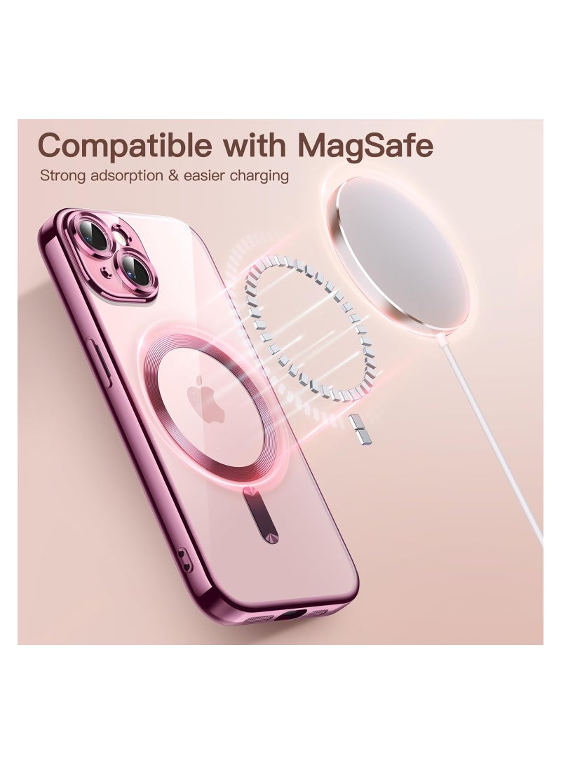 جي تيك حافظة مطلية بالكهرباء لهاتف iPhone 15 مقاس 6.1 بوصة، حماية كاملة لعدسة الكاميرا متوافقة مع الشحن اللاسلكي MagSafe، غطاء هاتف TPU ناعم مقاوم للصدمات، أحمر - Image 4