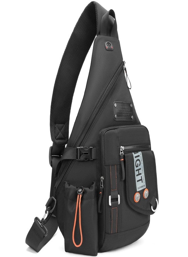 NICGID Sling Bag Backpack, 13.3'' 14.1'' Laptop Bag Crossbody Shoulder Chest Backpacks Travel Outdoors for Men Women (Black-2609, 14.1-Inch) - Image 1