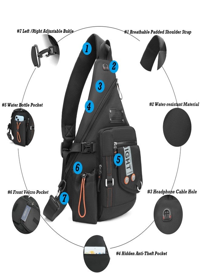 NICGID Sling Bag Backpack, 13.3'' 14.1'' Laptop Bag Crossbody Shoulder Chest Backpacks Travel Outdoors for Men Women (Black-2609, 14.1-Inch) - Image 3