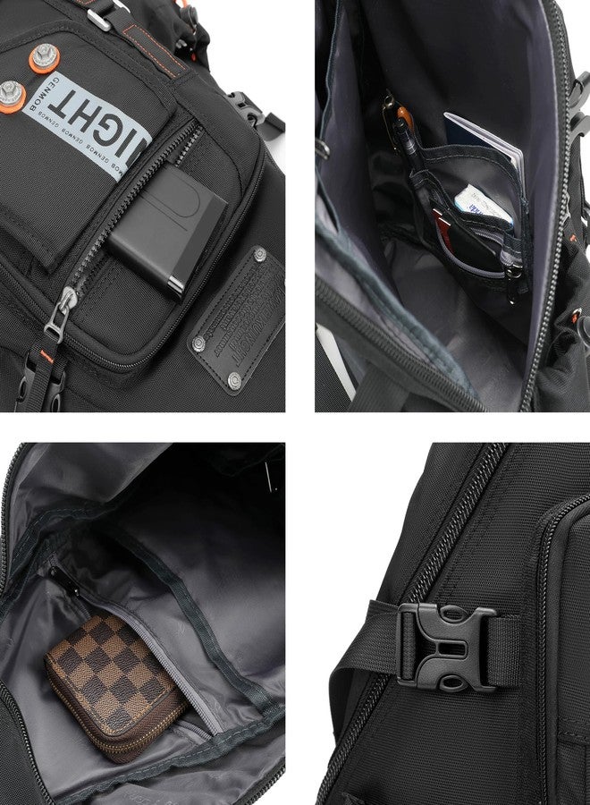 NICGID Sling Bag Backpack, 13.3'' 14.1'' Laptop Bag Crossbody Shoulder Chest Backpacks Travel Outdoors for Men Women (Black-2609, 14.1-Inch) - Image 5