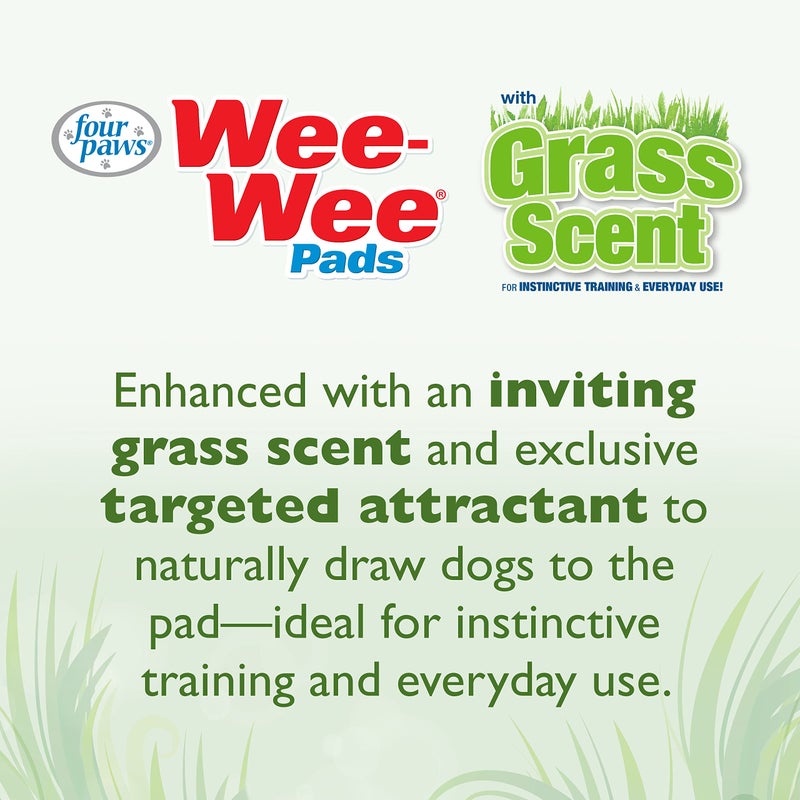 Four Paws Wee-Wee Ultimate Attractant Grass Scented Pee Pads for Dogs & Puppies, Leak-Proof Dog Housebreaking Instinctive Potty Training Floor Protection, 22" x 23", 100 Count - Image 3