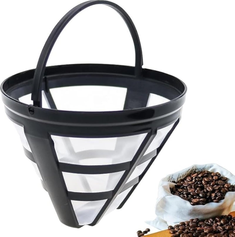 No.4 Cone Reusable Replacement Coffee Maker Basket Filter Compatible with Cuisinart, Ninja Coffee Bar Brewer Filters, Fit Most 8-12 Cup Basket Drip Coffee Machine, BPA Free from USA