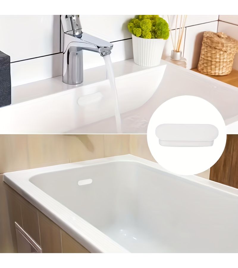 4pcs Oval Silicone Sink Hole Covers White Strip Flexible Drain Plugs For Kitchen Bathroom Bathtub - Image 2
