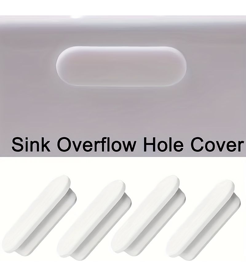 4pcs Oval Silicone Sink Hole Covers White Strip Flexible Drain Plugs For Kitchen Bathroom Bathtub - Image 5