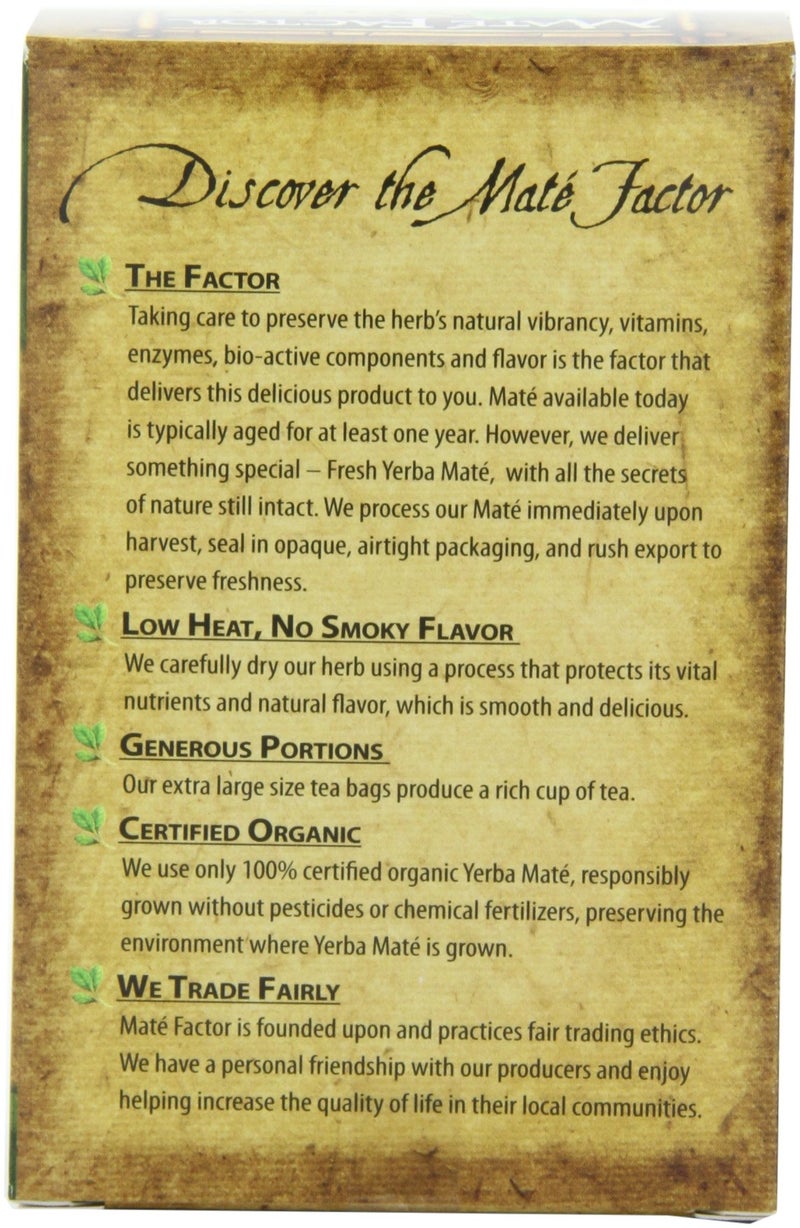 Maté Factor The Mate Factor Yerba Mate Energizing Herb Tea, Dark Roast, 20 Tea Bags (Pack of 3) - Image 2