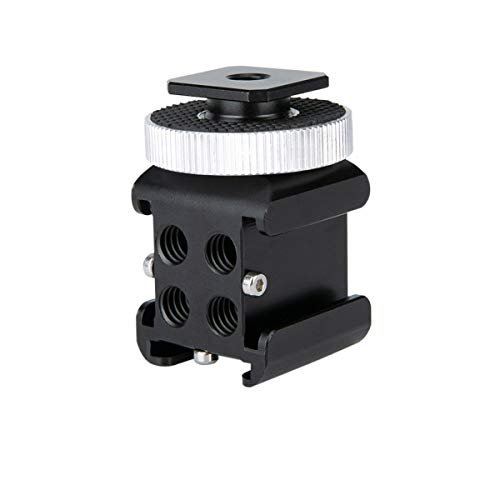 NICEYRIG 3-Side Cold Shoe Mount 360 Degree Swivel with Triple Anti-Off Shoe Adapters, 1/4 Threads for Microphone, Flash Light, Monitor Mount Camera Phone Vlog Vlogging - 328 - Image 1