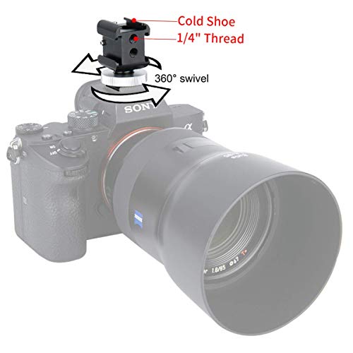 NICEYRIG 3-Side Cold Shoe Mount 360 Degree Swivel with Triple Anti-Off Shoe Adapters, 1/4 Threads for Microphone, Flash Light, Monitor Mount Camera Phone Vlog Vlogging - 328 - Image 3