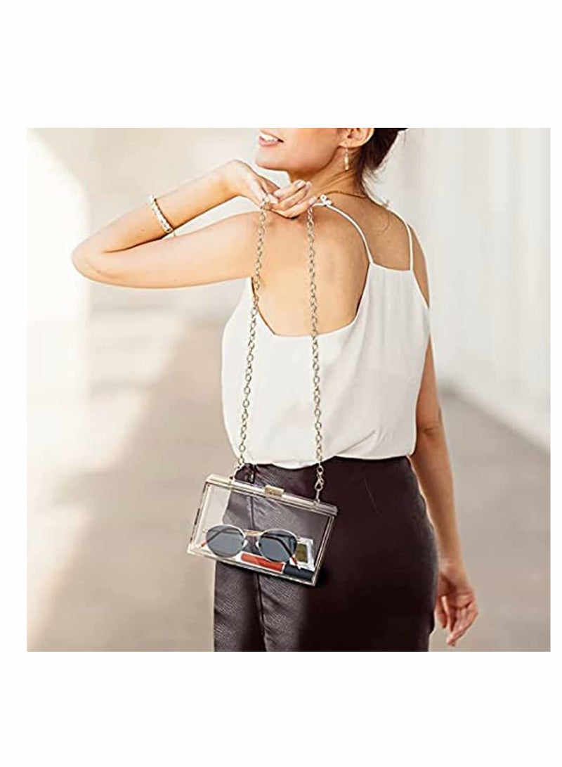 Clear Acrylic Transparent Clutch Purse with Gold Chain Strap - Elegant Shoulder Bag for Women - Image 4