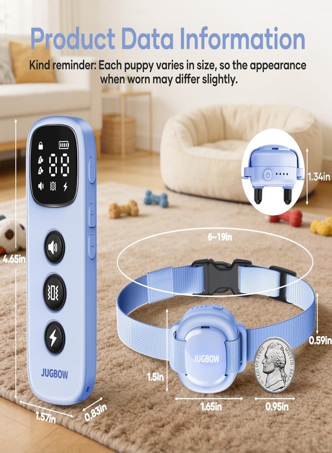 Jugbow Shock Collar for Small Dogs - 4200FT Dog Training Collar with Remote for 5-30lbs Mini Small Dogs, IPX8-Waterproof Rechargeable E-Collar with Beep (1-9), Vibration(1-3), Safe Shock(0-16)(Blue) - Image 3