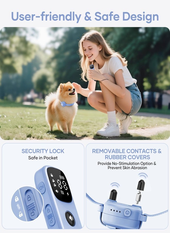 Jugbow Shock Collar for Small Dogs - 4200FT Dog Training Collar with Remote for 5-30lbs Mini Small Dogs, IPX8-Waterproof Rechargeable E-Collar with Beep (1-9), Vibration(1-3), Safe Shock(0-16)(Blue) - Image 5