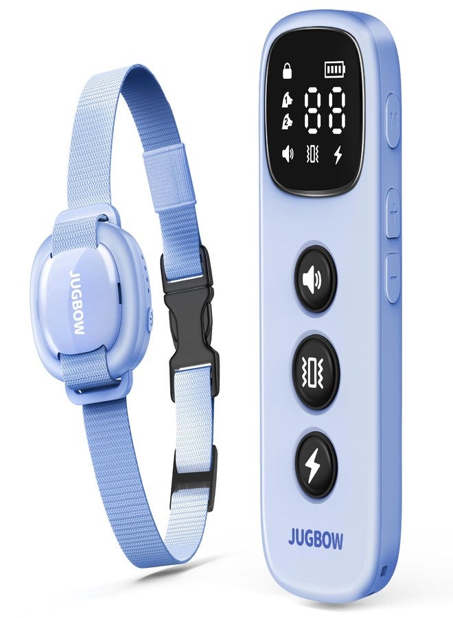Jugbow Shock Collar for Small Dogs - 4200FT Dog Training Collar with Remote for 5-30lbs Mini Small Dogs, IPX8-Waterproof Rechargeable E-Collar with Beep (1-9), Vibration(1-3), Safe Shock(0-16)(Blue) - Image 1