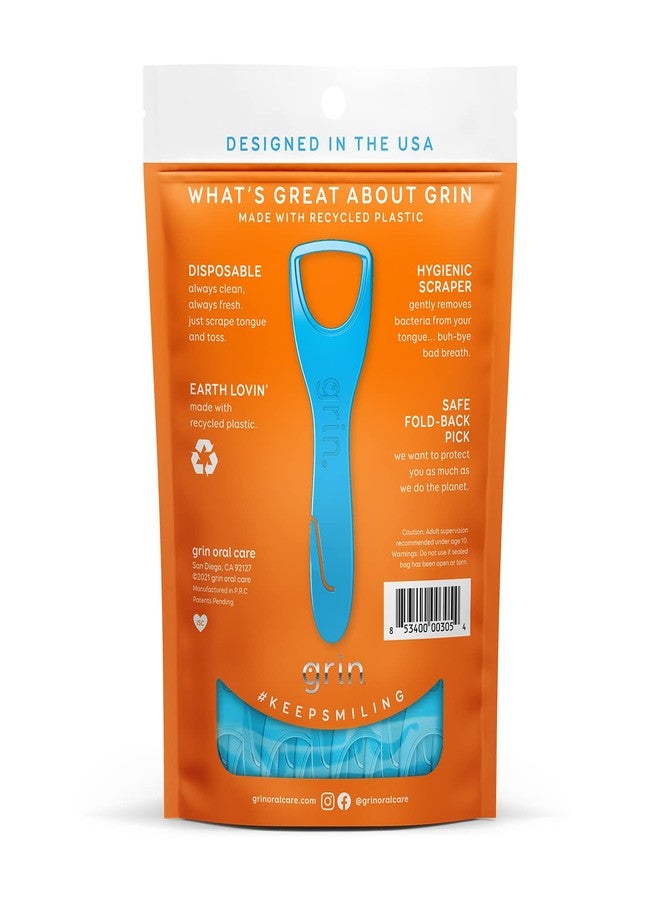 Grin Disposable Tongue Scrapers with Dental Picks for Teeth Cleaning, Tongue Cleaner for Adults & Fresh Breath, Plastic Tongue Scrape Cleaner for Oral Care, Tongue Scraper Set for Bad Breath - 2 Pack - Image 2