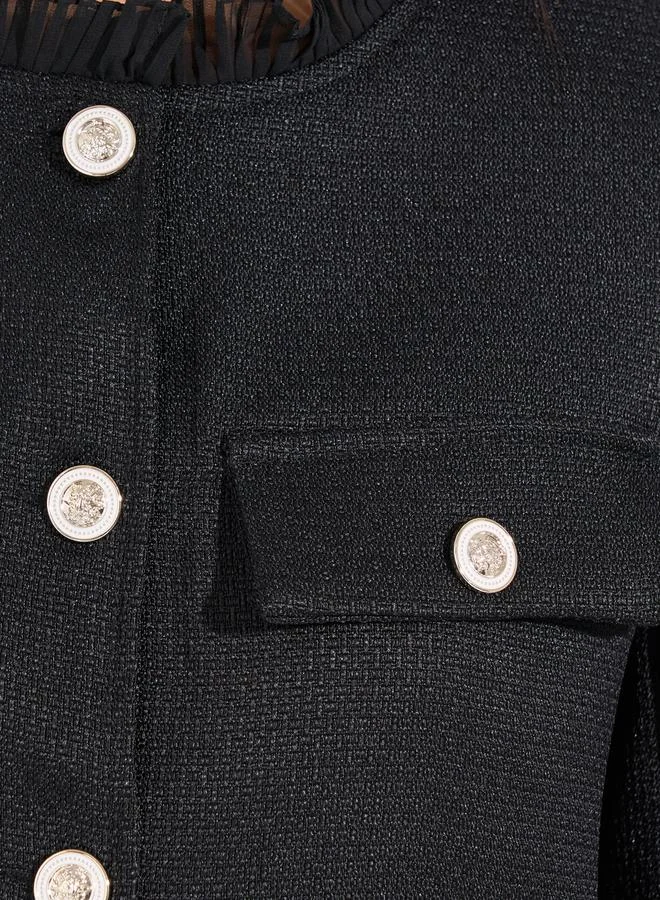 Styli Regular Fit Tweed Jacket with Woven Trim