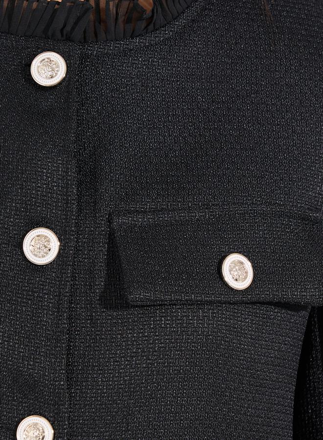 Styli Regular Fit Tweed Jacket with Woven Trim - Image 3