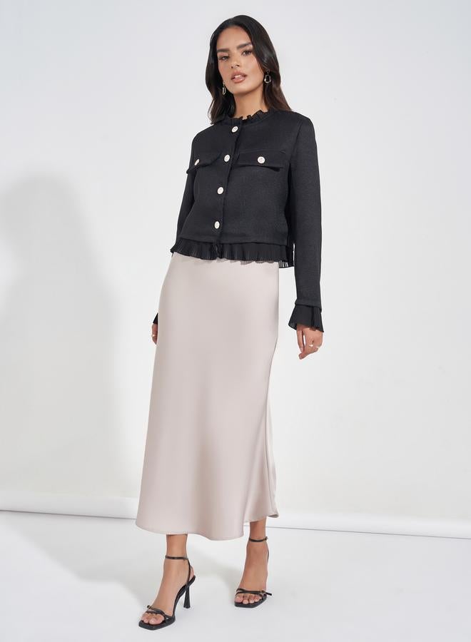 Styli Regular Fit Tweed Jacket with Woven Trim - Image 2