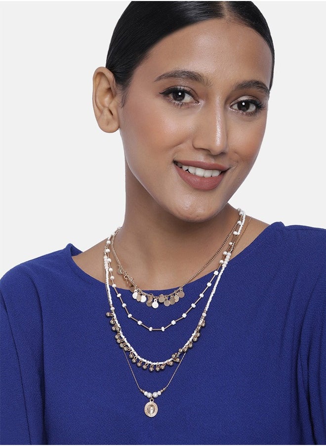 Just Peachy Just Peachy Gold & White Gold-Plated Layered Chain Necklace – Elegant Multi-Tone Design, Lightweight & Comfortable, Hypoallergenic Jewelry for Women, Perfect for Casual & Formal Wear  - Image 2