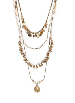 Just Peachy Just Peachy Gold & White Gold-Plated Layered Chain Necklace – Elegant Multi-Tone Design, Lightweight & Comfortable, Hypoallergenic Jewelry for Women, Perfect for Casual & Formal Wear  - Image 1