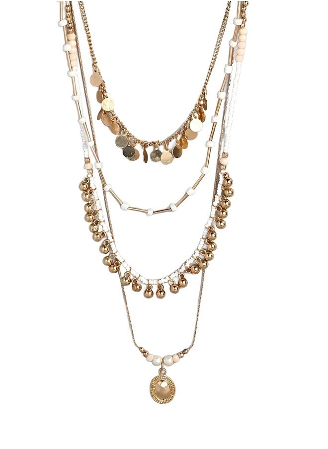 Just Peachy Just Peachy Gold & White Gold-Plated Layered Chain Necklace – Elegant Multi-Tone Design, Lightweight & Comfortable, Hypoallergenic Jewelry for Women, Perfect for Casual & Formal Wear  - Image 1