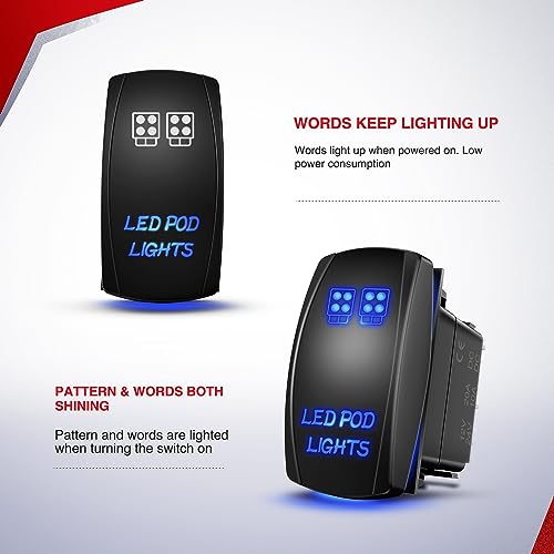 Nilight 16AWG LED POD Lights Wiring Harness Kit LED Light Bar 12V 5Pin Rocker Switch Laser On Off Waterproof Toggle Switch Power Relay Blade Fuse-2 Leads, 2 Years Warranty, Black - Image 5