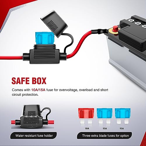 Nilight 16AWG LED POD Lights Wiring Harness Kit LED Light Bar 12V 5Pin Rocker Switch Laser On Off Waterproof Toggle Switch Power Relay Blade Fuse-2 Leads, 2 Years Warranty, Black - Image 2