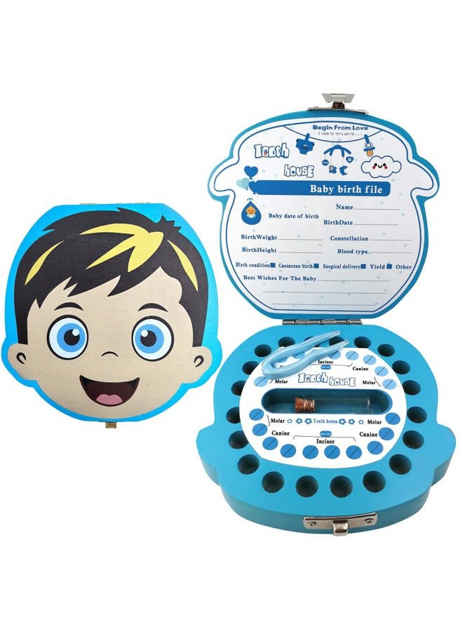 PAMBO Baby Tooth Fairy Box, First Tooth Keepsake Box for Kids - Wooden Tooth Holder & Storage Gift Box for Boys - Image 1