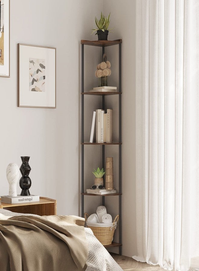 SUNMORY 5 Tier Corner Shelf Stand,Industrial 65" Corner Shelves Display Shelf for Living Room Decor,Wall Corner Bookshelf Multi Unit Organizer,Tall Shelf Plant Stand for Bedroom,Bathroom,Small Space - Image 5