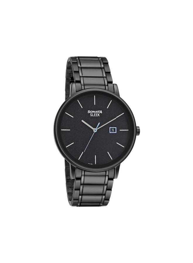 سوناتا ساعة سوناتا كوارتز أنالوج مع تاريخ وسوار من الفولاذ المقاوم للصدأ للرجال - NS7131NM02 - Image 1