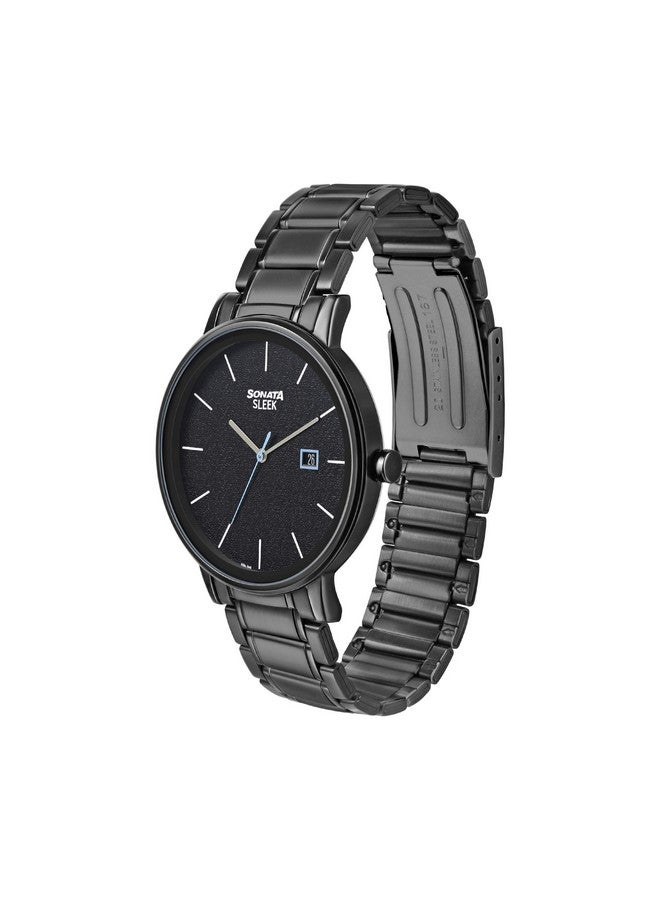 سوناتا ساعة سوناتا كوارتز أنالوج مع تاريخ وسوار من الفولاذ المقاوم للصدأ للرجال - NS7131NM02 - Image 2