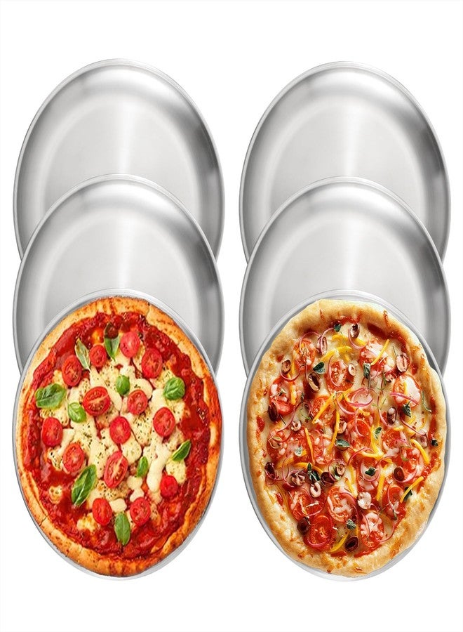 Axigundaone 6 Pcs 10 Inch Pizza Pans Stainless Steel, Non-Stick Pizza Pan for Baking, Round Pizza Trays for Oven (Silver) - Image 1