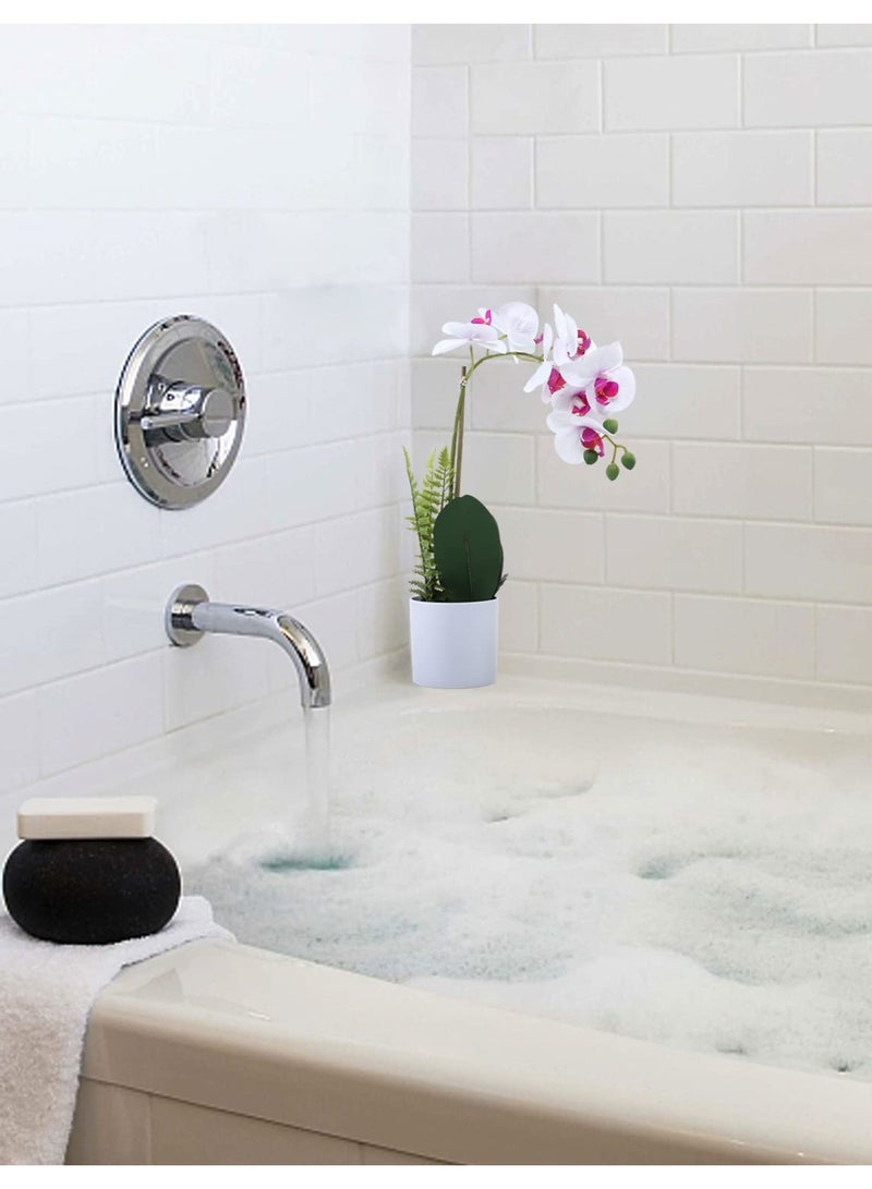 Excefore Fake Orchid in Pot, White Orchid Artificial Flower Arrangements Realist Fake Plant Decoration Potted Faux Flower, 15”, White Orchid - Image 3