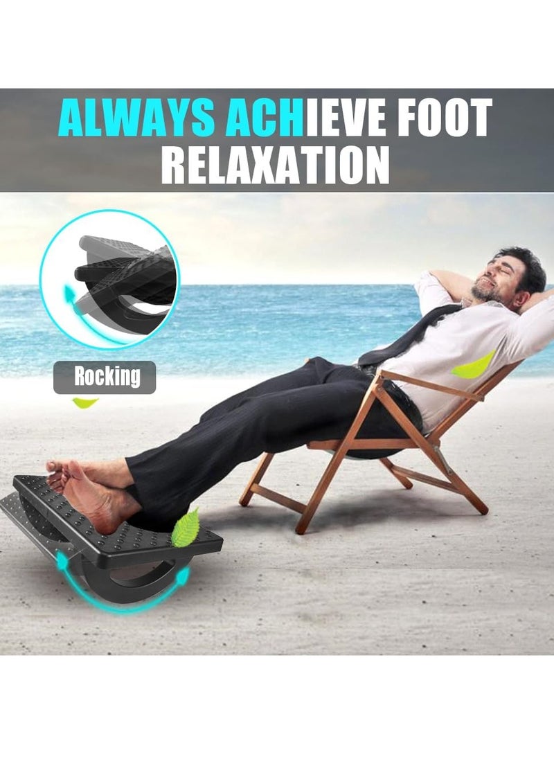 Arabest Ergonomic Foot Rest Under Desk, 180° Rocking Desk Foot Stool with Massage Surface, Foot Massager for Home, Office, Relieve Leg Pressure (Black)  - Image 2