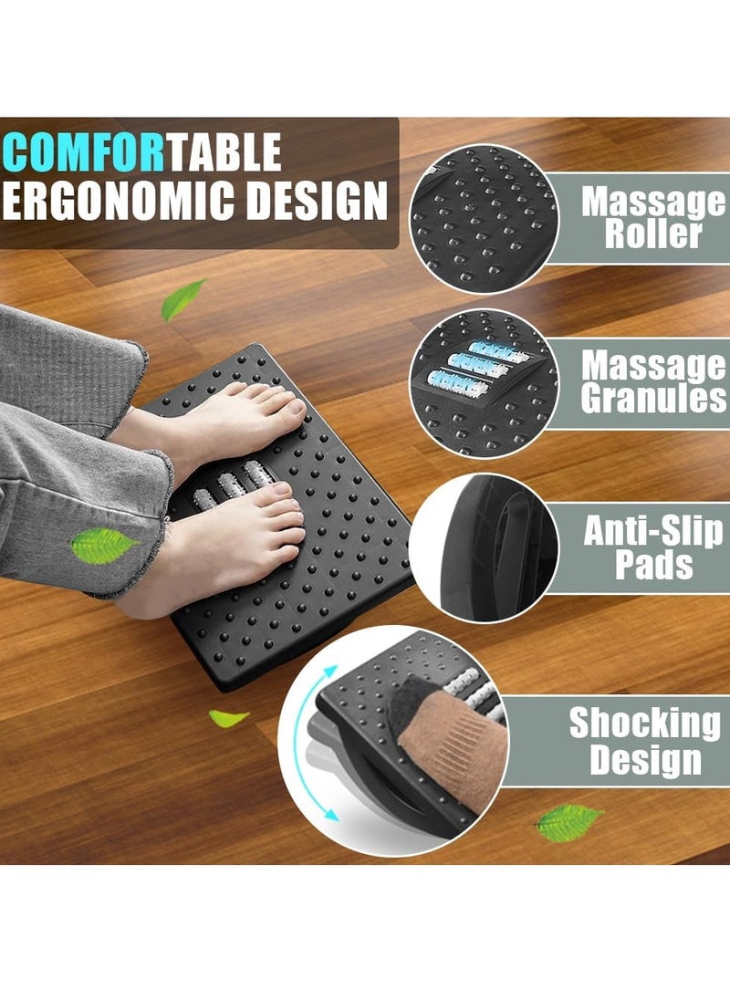 Arabest Ergonomic Foot Rest Under Desk, 180° Rocking Desk Foot Stool with Massage Surface, Foot Massager for Home, Office, Relieve Leg Pressure (Black)  - Image 4