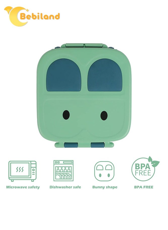 Bebiland Kids Bento Lunch Box Set with Cake Cups, Food Forks, 4 Compartment and Removable Divider, Leak-Proof Toddler Lunch Box Containers, Easy to Clean (Green)  - Image 4