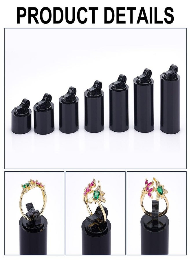 AHANDMAKER 7Pcs Black Acrylic Ring Display Stand, 7 Sizes Column Shape Ring Showcase Display Holder Rings Stand Jewelry Storage Organizer Display Riser Stand for Rings Trade Show Countertop Home Decor - Image 5