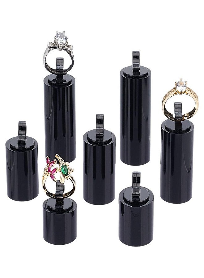 AHANDMAKER 7Pcs Black Acrylic Ring Display Stand, 7 Sizes Column Shape Ring Showcase Display Holder Rings Stand Jewelry Storage Organizer Display Riser Stand for Rings Trade Show Countertop Home Decor - Image 1
