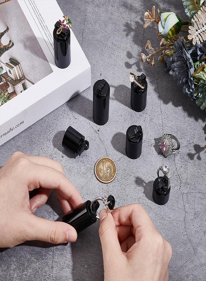 AHANDMAKER 7Pcs Black Acrylic Ring Display Stand, 7 Sizes Column Shape Ring Showcase Display Holder Rings Stand Jewelry Storage Organizer Display Riser Stand for Rings Trade Show Countertop Home Decor - Image 3