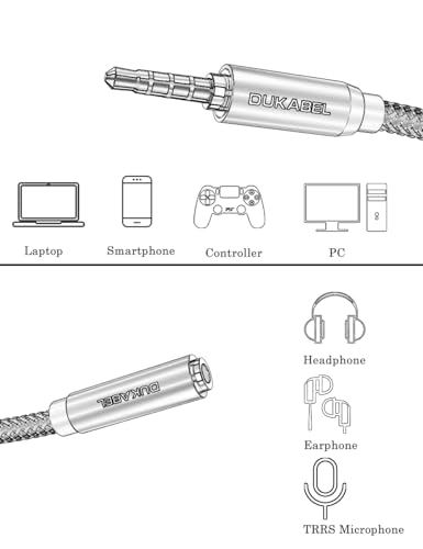 DUKABEL Headphone Extension Cable, 3.5mm TRRS Headphone Extension with Mic Male to Female Stereo Audio Cable for Smartphone,PC,TV,Headset,PS4 Controller,Car,Speaker etc.(4ft/1.2m) - Image 2
