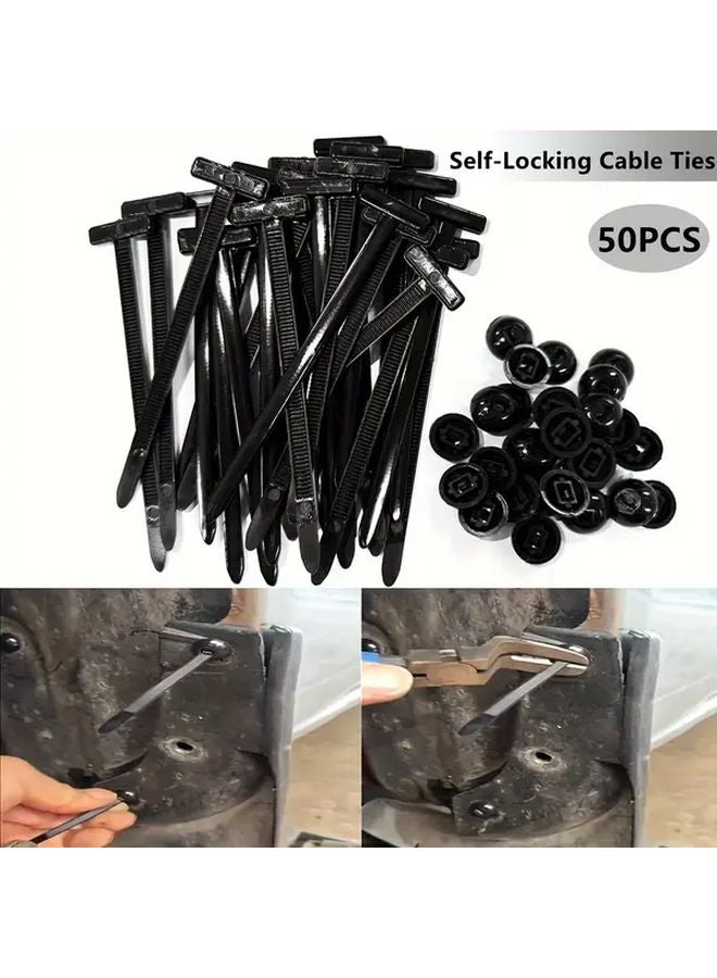 50pcs Heavy Duty Self Locking Nylon Cable Ties Black Buckle Durable Auto Repair Home DIY - Image 1