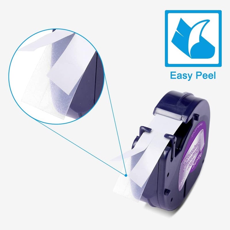 لايبل كينجدوم شريط ملصقات بديل متوافق مع عبوات Dymo Letratag، شريط ملصقات بلاستيكي شفاف 16952 لصانع الملصقات Dymo Letratag Lt-100H Lt-100T Plus Qx50، 1/2 بوصة × 13 قدمًا، عبوة من 4 قطع - Image 4