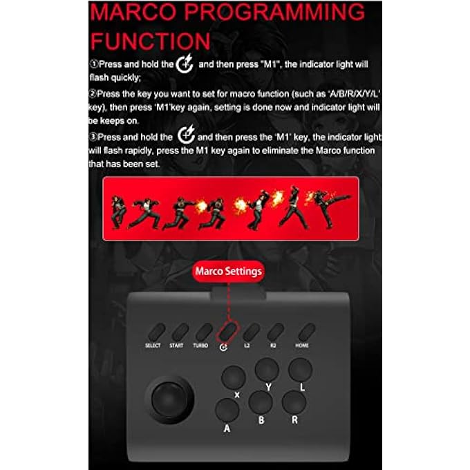 arVin ARCADE FIGHT STICK JOYSTICK GAME CONTROLLER FOR IPHONE IOS ANDROID PC FIGHTING STICK FOR NINTENDO SWITCH/PS3/PS4 ARCADE ROCKER GAMEPAD WITH TURBO & MARCO FOR EMULATORS/CLOUD/PS REMOTE PLAY/STEAM - Image 3